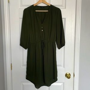 RW&CO hunter green 3/4 sleeve shirtdress